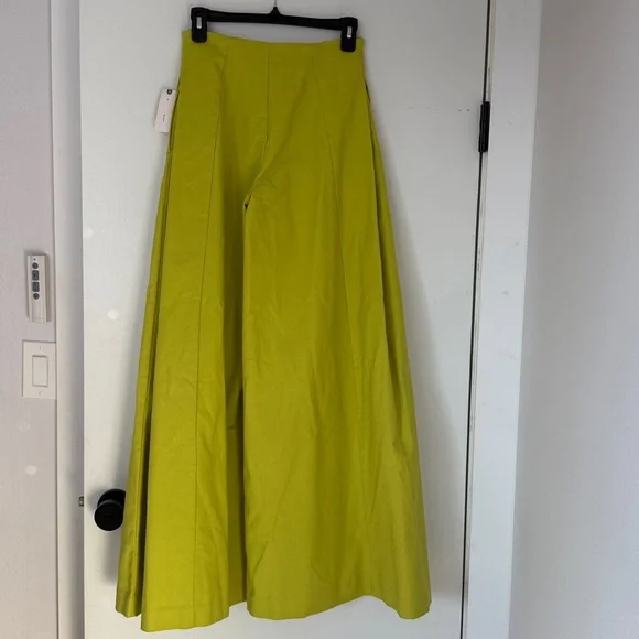 ANTHROPOLOGIE neon green wide legged pants, Size 0 ( fits best size 0-4 ) NWT - Picture 7 of 9